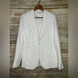 LOVE BINETTI M cream white silk striped black stitch designer blazer